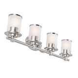 Truitt 4-Light Brushed Nickel Vanity Light with combination Clear and Etched Glass Shades Hampton Bay HB2595-35