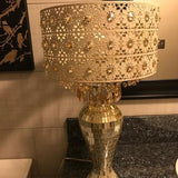 25 in. Champagne Indoor Poetic Wanderlust by Tracy Porter Table Lamp with Jeweled Metal and Mosaic Base River of Goods 15567S Home Decorators Outlet www.HomeDecorAndTools.com
