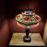 27.5 in. Multi-Colored Stained Glass Indoor Table Lamp with Parisian Shade and Lit Base River of Goods 11688 Home Decorators Outlet HomeDecorAndTools.com 