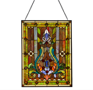 Multi Stained Glass Fleur de Lis Window Panel by River of Goods 8225 HOME DECORATORS OUTLET HomeDecorAndTools.com