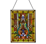 Multi Stained Glass Fleur de Lis Window Panel by River of Goods 8225 HOME DECORATORS OUTLET HomeDecorAndTools.com