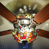 Halston 52 in. Indoor Red Stained Glass Ceiling Fan River of Goods 16159S Home Decorators Outlet HomeDecorAndTools.com