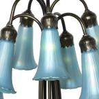 River of Goods 19 in. Blue Favrile Iridescent Glass Table Lamp with 7 Lily Shades 15233AP