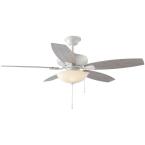Hampton Bay North Pond 52 in. LED Outdoor Matte White Ceiling Fan with Light 59216