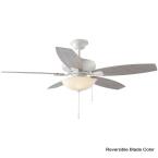 Hampton Bay North Pond 52 in. LED Outdoor Matte White Ceiling Fan with Light 59216