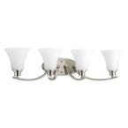 Progress Lighting Joy Collection 4-Light Brushed Nickel Vanity Light with Etched Glass Shades P2003-09