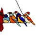 River of Goods 23.25"W Santa Birds on Wire Stained Glass Window Panel 18013